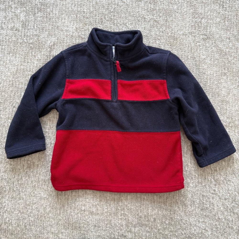Janie and‎ Jack Navy & Red Colorblock Fleece Pullover 2T